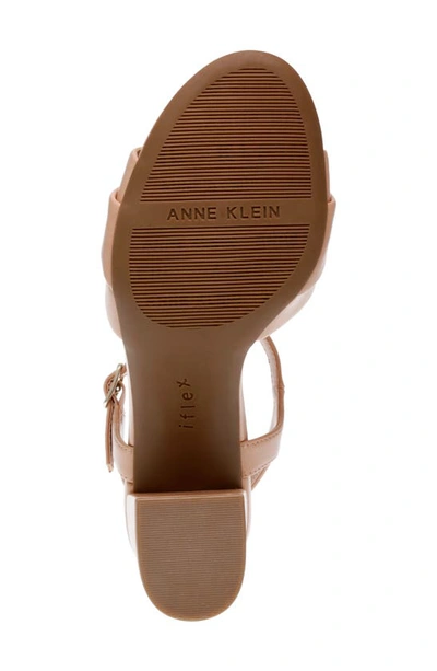 Shop Anne Klein Rennie Block Heel Sandal In Beige Smooth