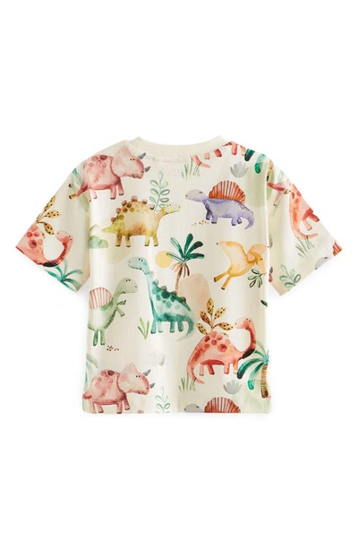 Next Kids' Dinosaur Print Cotton T-shirt In Natural