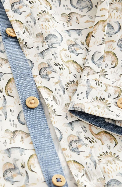 Shop Next Kids' Dinosaur Print Cotton Button-up Shirt & Bow Tie Set In White