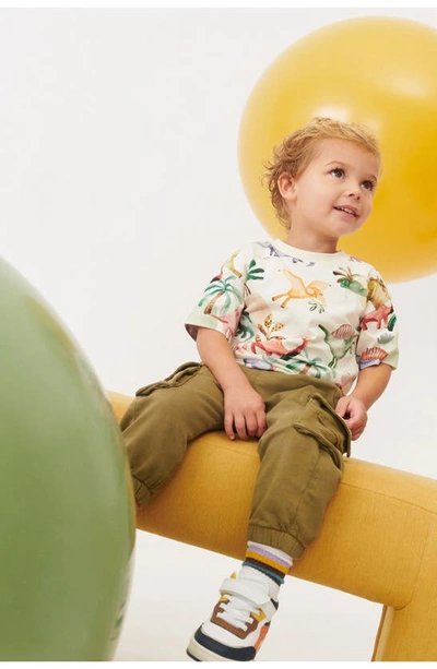Next Kids' Dinosaur Print Cotton T-shirt In Natural