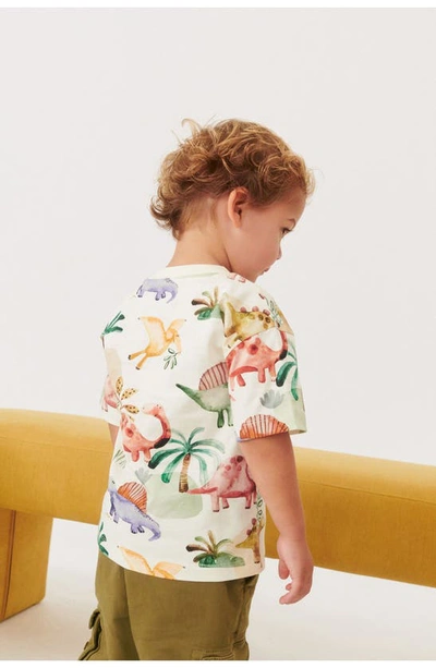 Next Kids' Dinosaur Print Cotton T-shirt In Natural