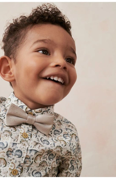 Shop Next Kids' Dinosaur Print Cotton Button-up Shirt & Bow Tie Set In White