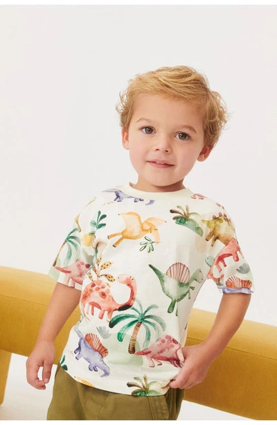 Next Kids' Dinosaur Print Cotton T-shirt In Natural