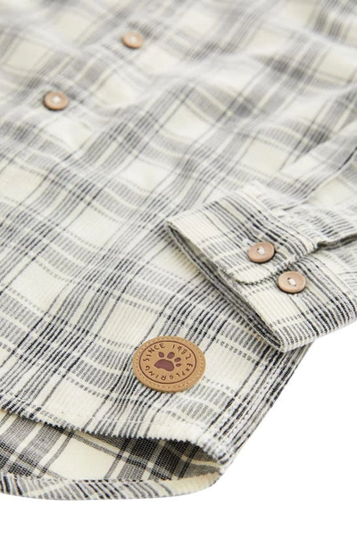 Shop Next Kids' Plaid Cotton Corduroy Button-up Shirt In Natural
