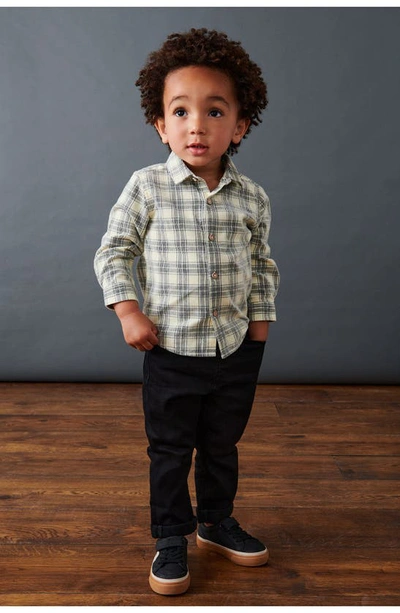 Shop Next Kids' Plaid Cotton Corduroy Button-up Shirt In Natural
