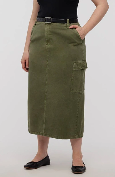 Shop Madewell Cargo Midi Skirt In Desert Olive