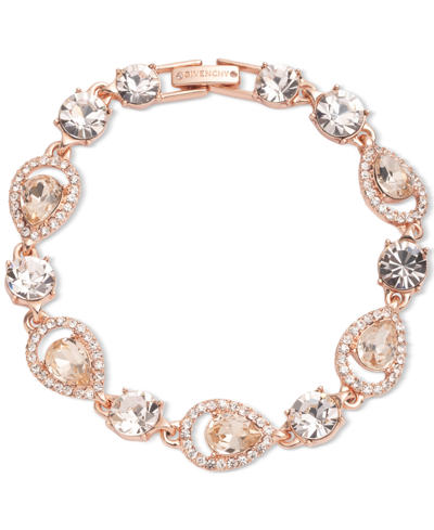 Shop Givenchy Rose Gold-tone Mixed Crystal Flex Bracelet In Dark Pink
