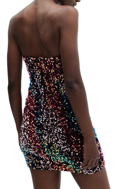 Mango Sequin Strapless Minidress In Red