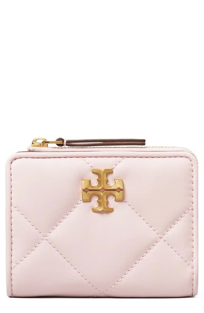 Shop Tory Burch Kira Diamond Quilted Leather Bifold Wallet In Rose Salt