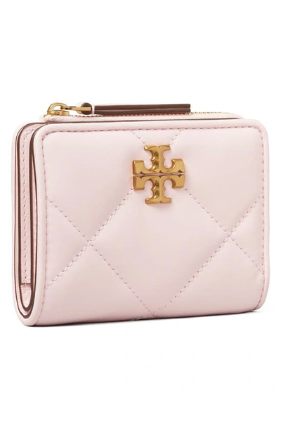 Shop Tory Burch Kira Diamond Quilted Leather Bifold Wallet In Rose Salt