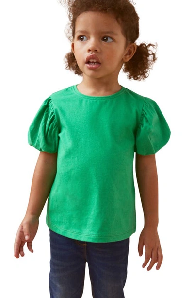 Shop Next Kids' Puff Sleeve Cotton T-shirt In Green