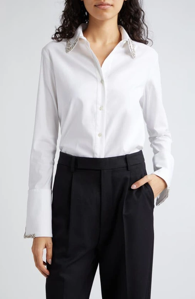 Shop Twp Bessette Crystal Accent Button-up Shirt In White
