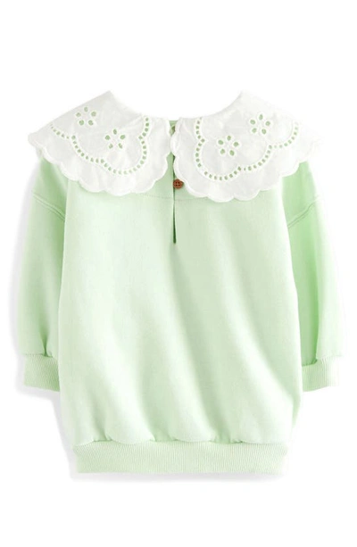 Shop Next Kids' Eyelet Collar Sweatshirt In Mint Green