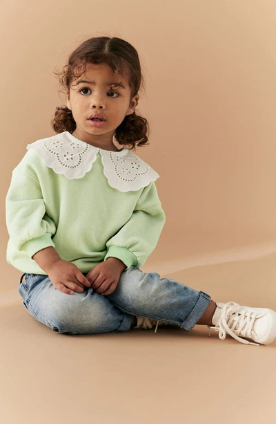 Shop Next Kids' Eyelet Collar Sweatshirt In Mint Green