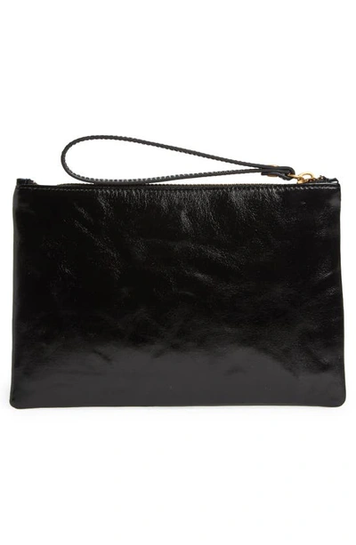 Shop Isabel Marant Mino Leather Pouch Clutch In Black/ Gold