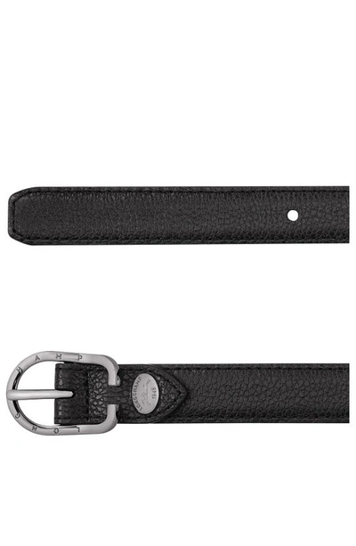 Shop Longchamp Le Foulonné Leather Belt In Black