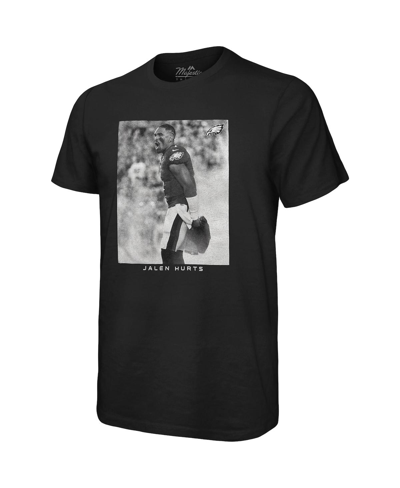 Shop Majestic Men's  Threads Jalen Hurts Black Philadelphia Eagles Oversized Player Image T-shirt