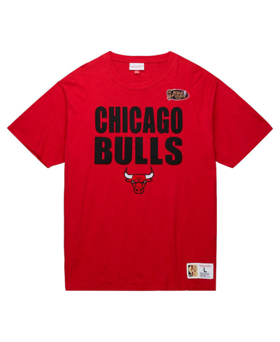 Mitchell & Ness Men's  Red Distressed Chicago Bulls Hardwood Classics Legendary Slub T-shirt In Red
