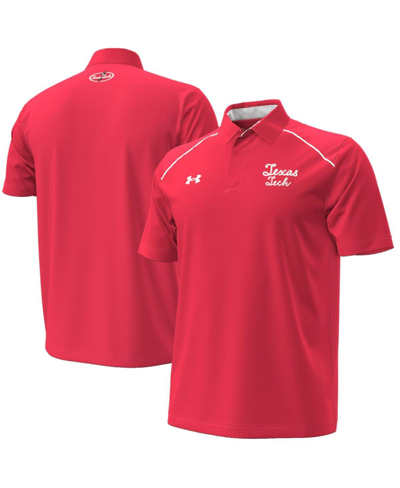 Shop Under Armour Men's  Red Texas Tech Red Raiders Throwback Cursive Polo Shirt