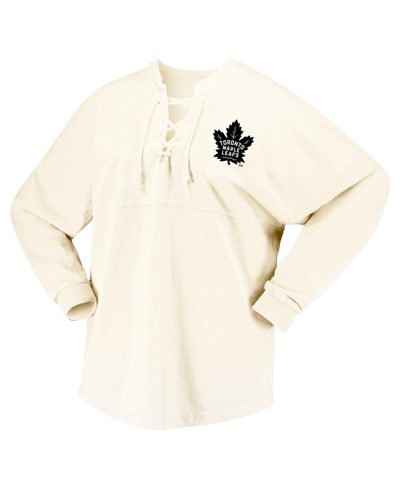 Fanatics Branded  Cream Toronto Maple Leafs Original Six Lace-up Spirit Jersey Long Sleeve T-shirt In Cream