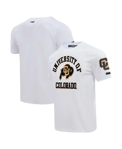Shop Pro Standard Men's  White Distressed Colorado Buffaloes Classic Stacked Logo T-shirt