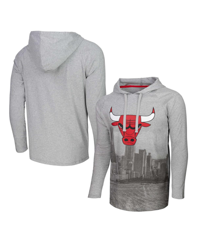 Shop Stadium Essentials Men's  Heather Gray Chicago Bulls Atrium Raglan Long Sleeve Hoodie T-shirt