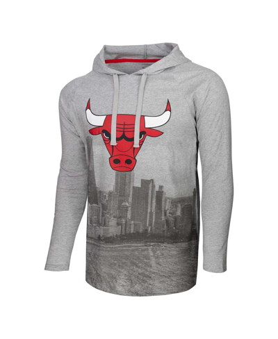 Shop Stadium Essentials Men's  Heather Gray Chicago Bulls Atrium Raglan Long Sleeve Hoodie T-shirt