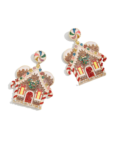 Shop Baublebar Women's  Mickey And Friends Gingerbread House Statement Earrings In Brown
