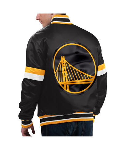 Shop Starter Men's  Black Golden State Warriors Home Game Satin Full-snap Varsity Jacket