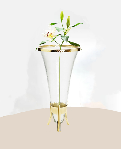 Shop Classic Touch Glass Vase With Symmetrical Design Base In Gold