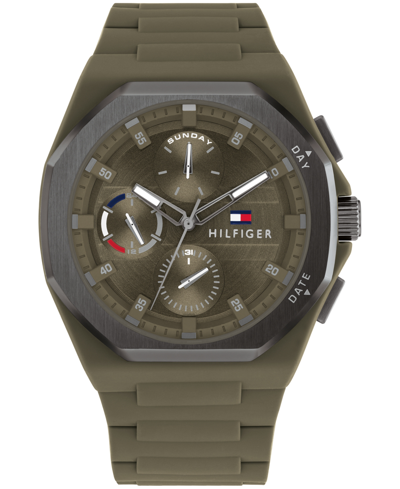 Shop Tommy Hilfiger Men's Multifunction Green Silicone Watch 44mm