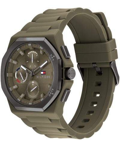 Shop Tommy Hilfiger Men's Multifunction Green Silicone Watch 44mm