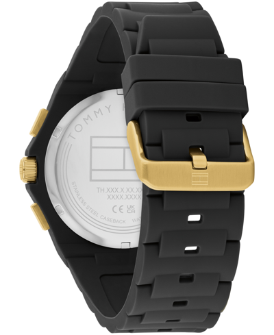 Tommy Hilfiger Men's Multifunction Black Silicone Watch 44mm In Black