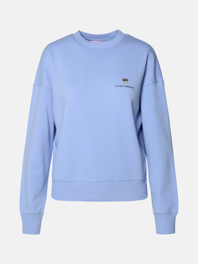 Shop Chiara Ferragni Light Blue Cotton Blend Sweatshirt