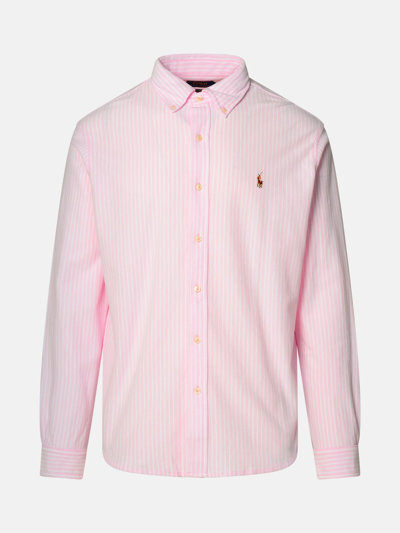 Shop Polo Ralph Lauren Two-tone Cotton Polo Shirt In Pink