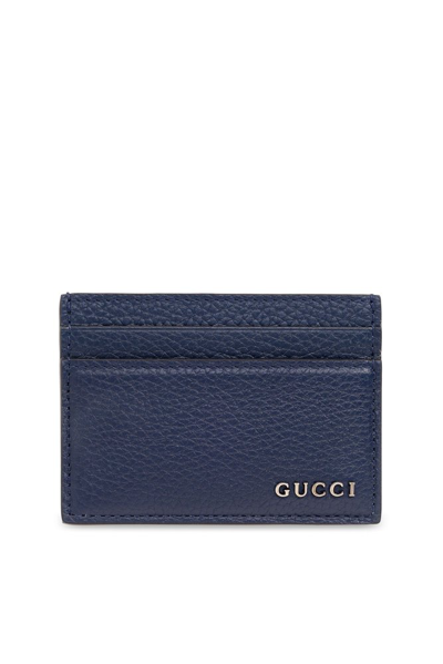 Shop Gucci Logo Card Case In Navy