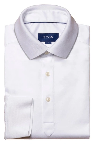 Shop Eton Contemporary Fit Tipped Long Sleeve Polo In White