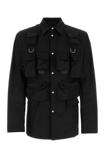Shop Prada Pocket Buttoned Jacket In Black