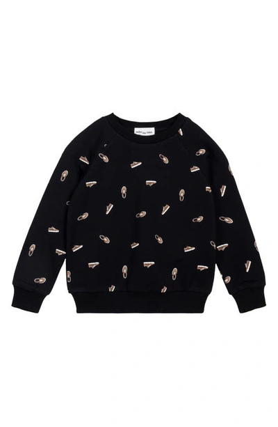 Shop Miles Baby Kids' Sneaker Print Organic Cotton Sweatshirt In Black