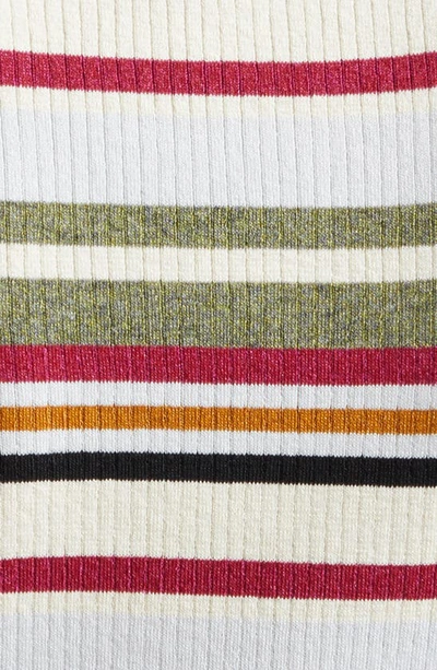 Shop Veronica Beard Kavya Stripe Rib Sweater In Ivory/ White/ Green Multi