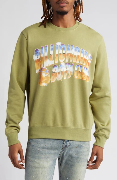 Shop Billionaire Boys Club Chrome Graphic Sweatshirt In Mosstone