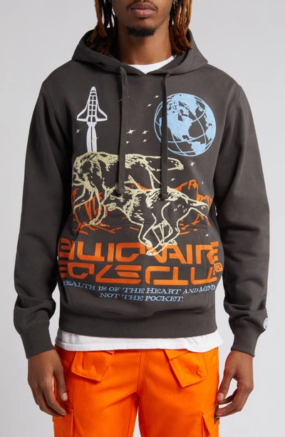 Shop Billionaire Boys Club Hunt For The Moon Embroidered Hoodie In Asphalt