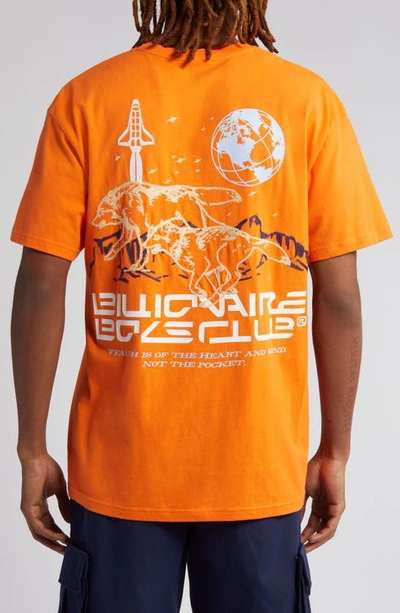 Shop Billionaire Boys Club Wolves Oversize Embroidered Graphic T-shirt In Golden Poppy