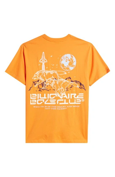 Shop Billionaire Boys Club Wolves Oversize Embroidered Graphic T-shirt In Golden Poppy