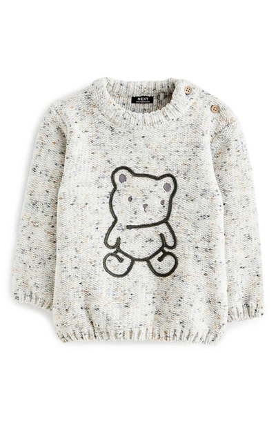 Shop Next Kids' Bear Marled Graphic Sweater In Grey
