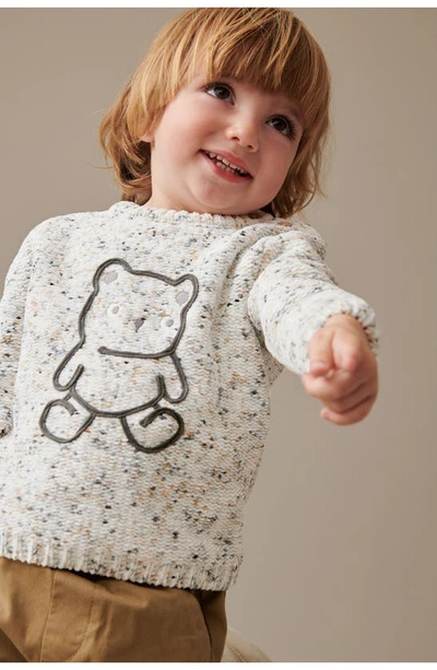 Next Kids' Bear Marled Graphic Sweater In Grey