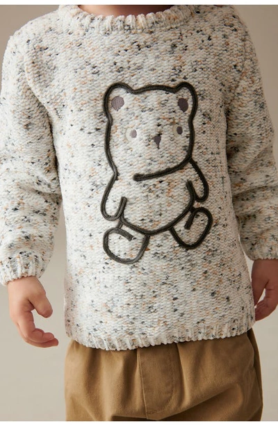 Next Kids' Bear Marled Graphic Sweater In Grey