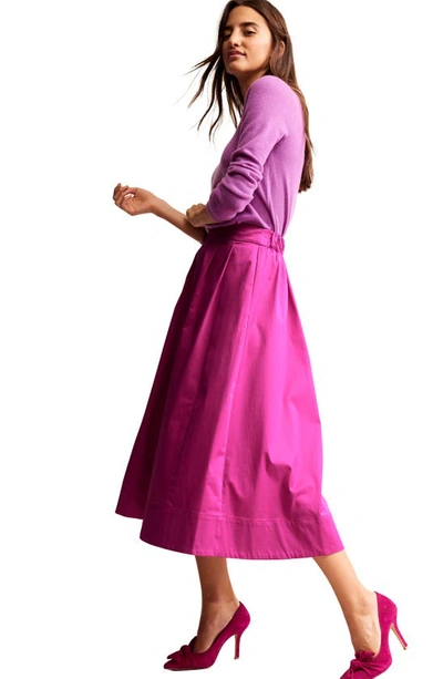 Shop Boden Full Sateen Midi Skirt In Rose Violet