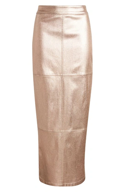 Nikki Lund Iggy Metallic Maxi Skirt In Rosegold