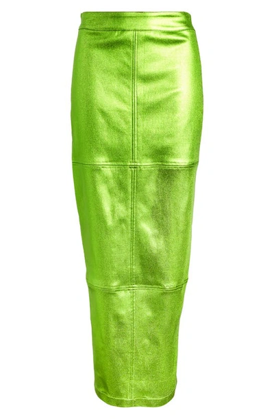 Nikki Lund Iggy Metallic Maxi Skirt In Green
